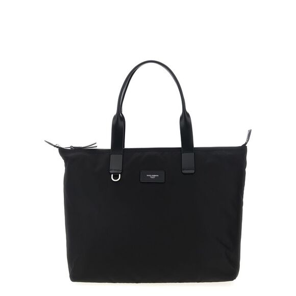 Dolce & Gabbana Men Media Logo Patch Shopping Bag